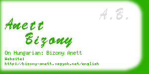 anett bizony business card